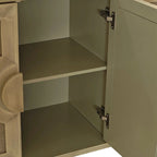 Elegant Vintage 4-Door Cabinet with Linen Doors and Wood Legs