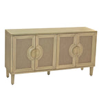 Elegant Vintage 4-Door Cabinet with Linen Doors and Wood Legs