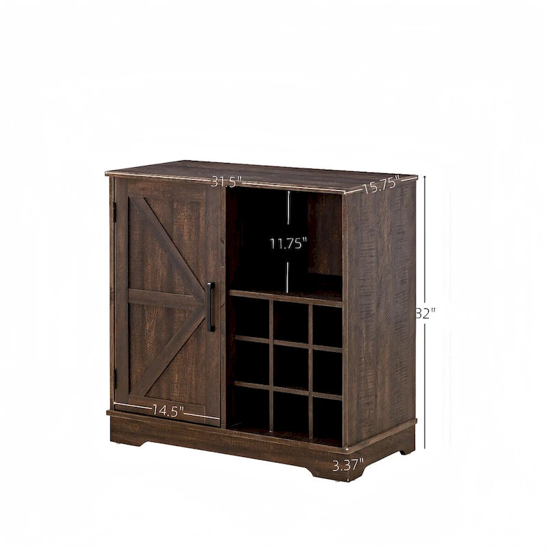Farmhouse Buffet Sideboard Cabinet with Wine Rack and Storage