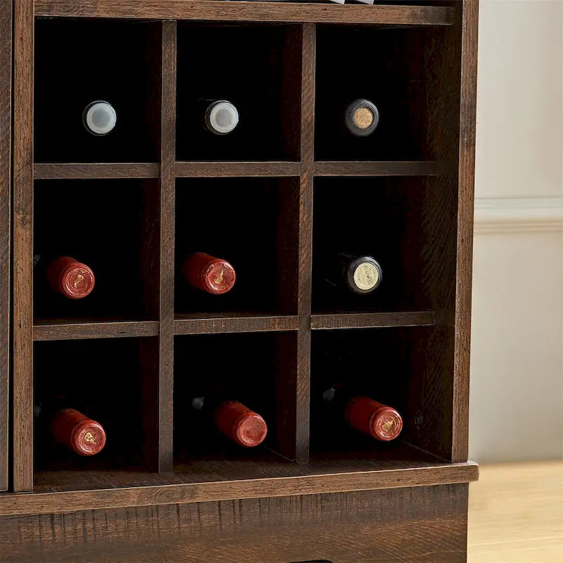 Farmhouse Buffet Sideboard Cabinet with Wine Rack and Storage