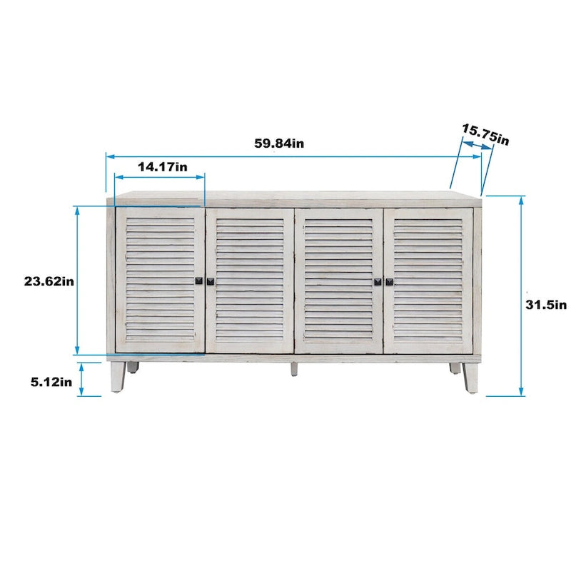 4 Shutter Door Wooden Accent Cabinet Sideboard Buffet