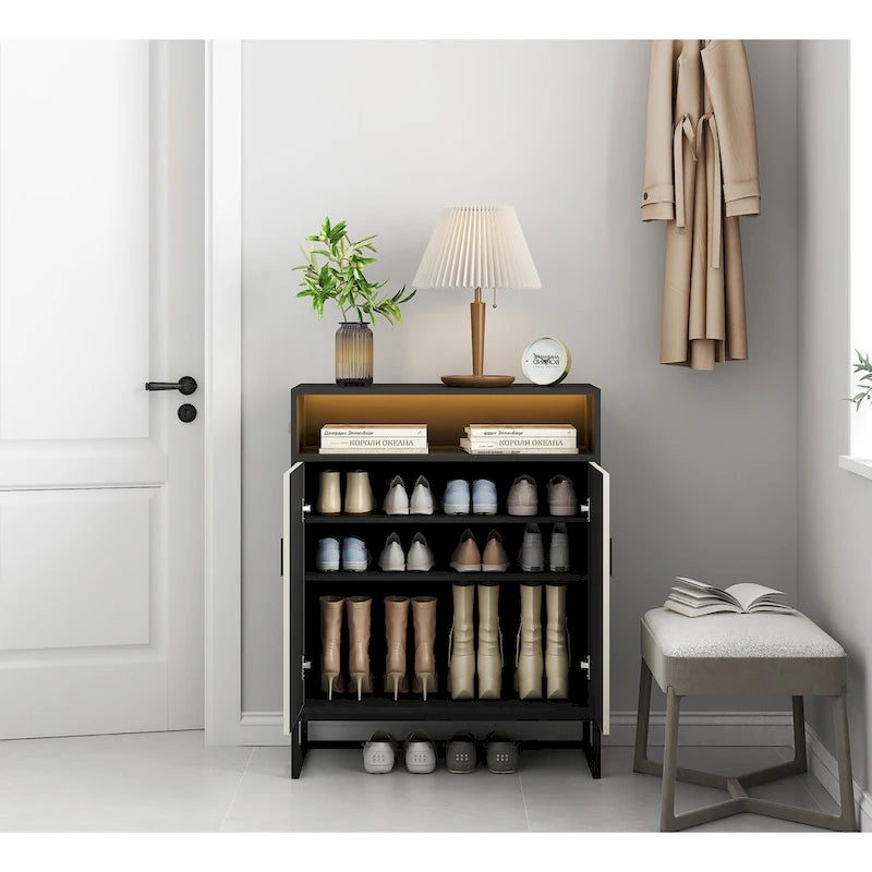 12-Pair Shoe Storage Cabinet with Adjustable Shelves