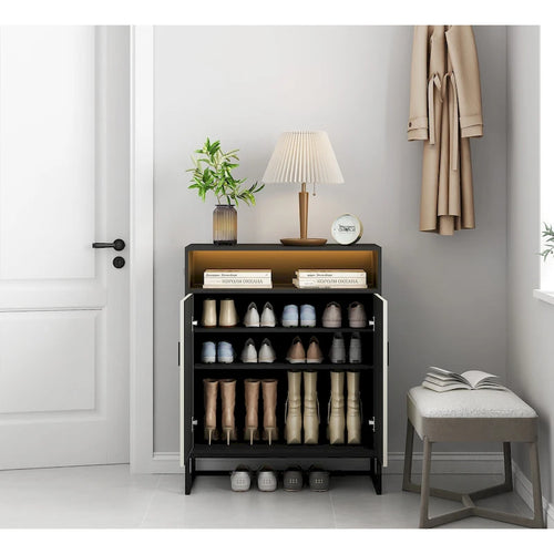 12-Pair Shoe Storage Cabinet with Adjustable Shelves
