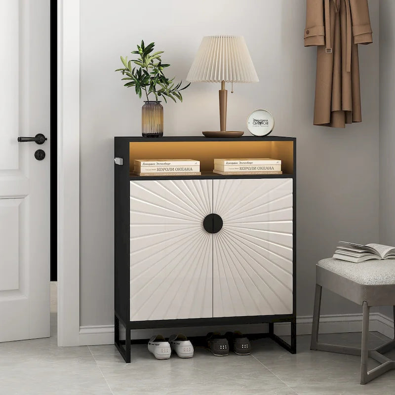 12-Pair Shoe Storage Cabinet with Adjustable Shelves
