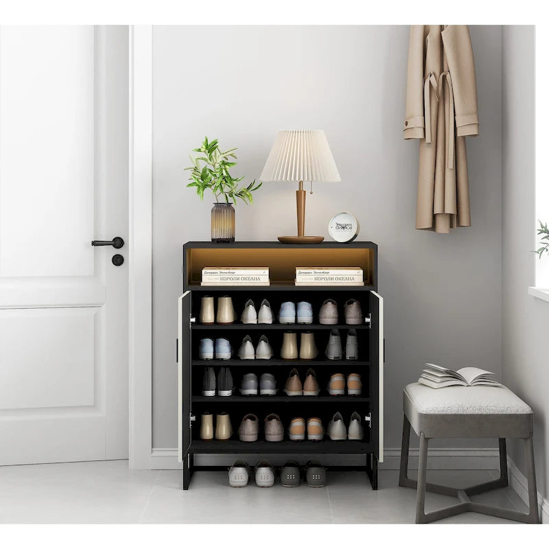12-Pair Shoe Storage Cabinet with Adjustable Shelves