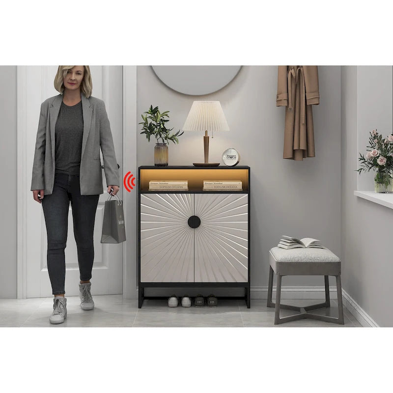 12-Pair Shoe Storage Cabinet with Adjustable Shelves