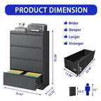 4-Drawer Metal Lateral File Cabinet for Home and Office