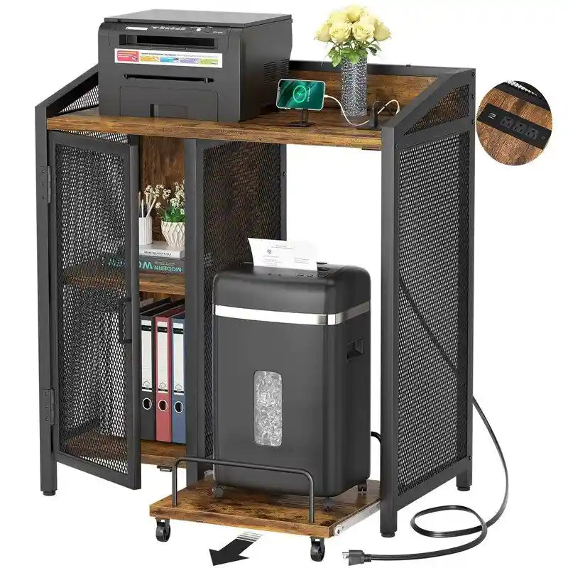 4-Tier Metal Printer Stand with Storage Shelves for Home Office