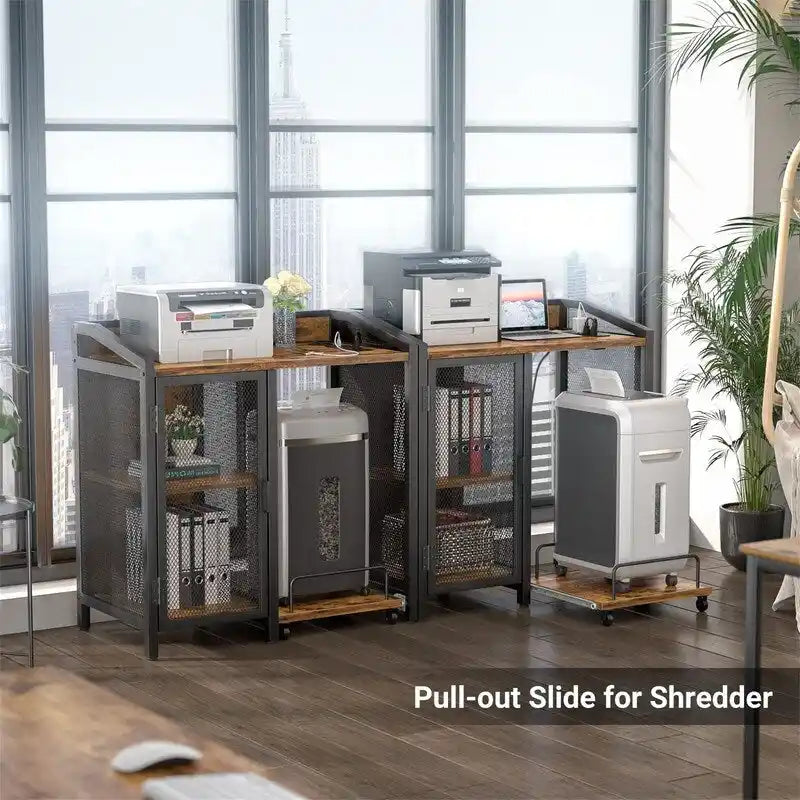4-Tier Metal Printer Stand with Storage Shelves for Home Office