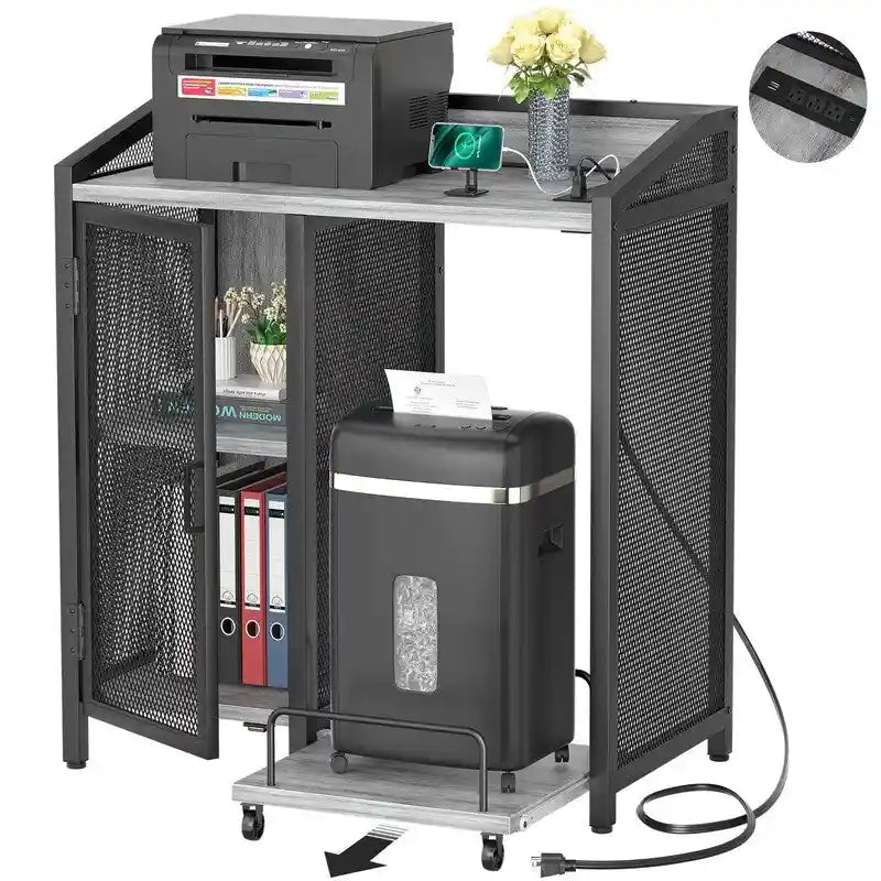 4-Tier Metal Printer Stand with Storage Shelves for Home Office