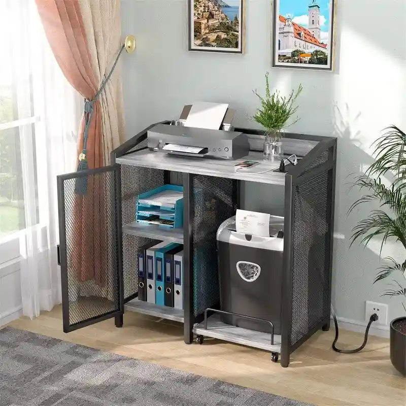 4-Tier Metal Printer Stand with Storage Shelves for Home Office