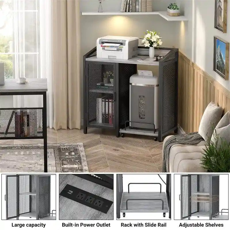 4-Tier Metal Printer Stand with Storage Shelves for Home Office