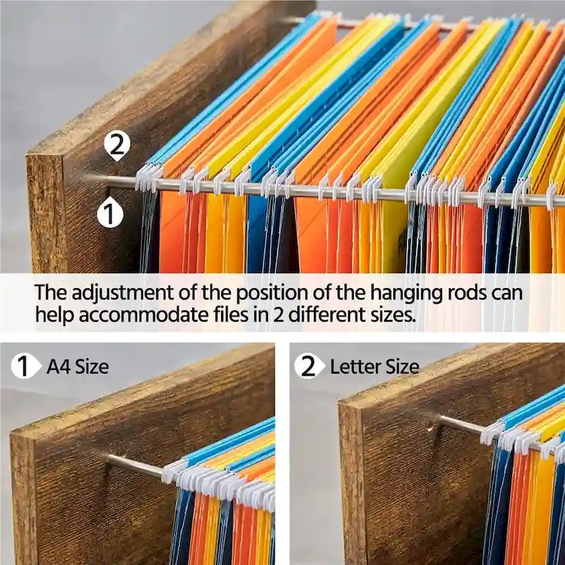 Rolling File Cabinet with 2 Drawers and Open Shelf for Home Office