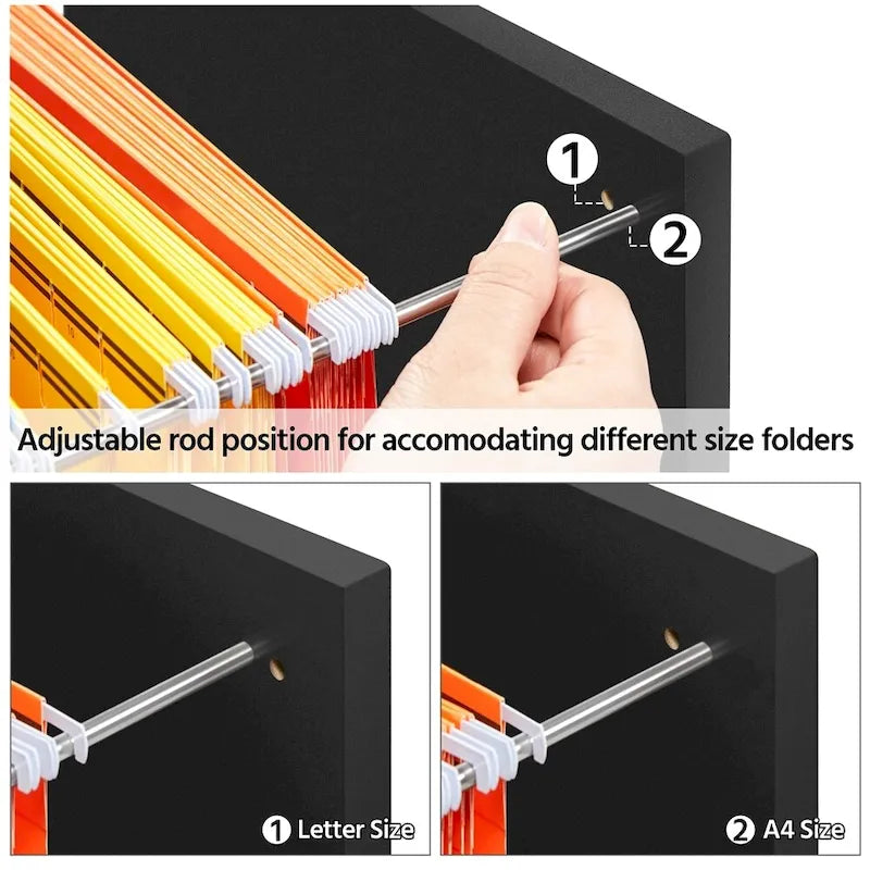 Rolling File Cabinet with 2 Drawers and Open Shelf for Home Office