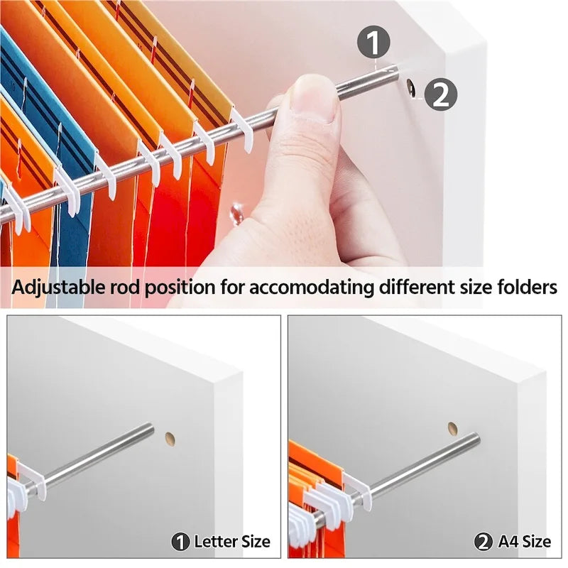 Rolling File Cabinet with 2 Drawers and Open Shelf for Home Office