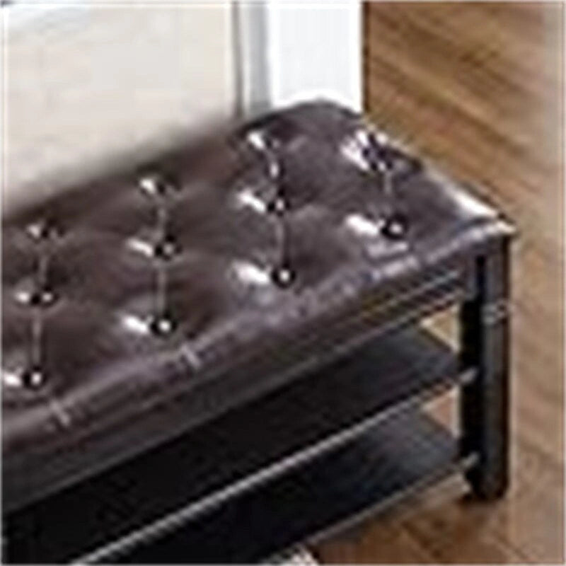 Rubber Wood Shoe Storage Bench with Cushion and Flip-Top Storage
