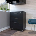 Black Storage Cabinet with Superior Top 3 Drawers and 4 Casters
