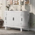 Accent Storage Cabinet with Antique Pattern Doors and Wood Legs