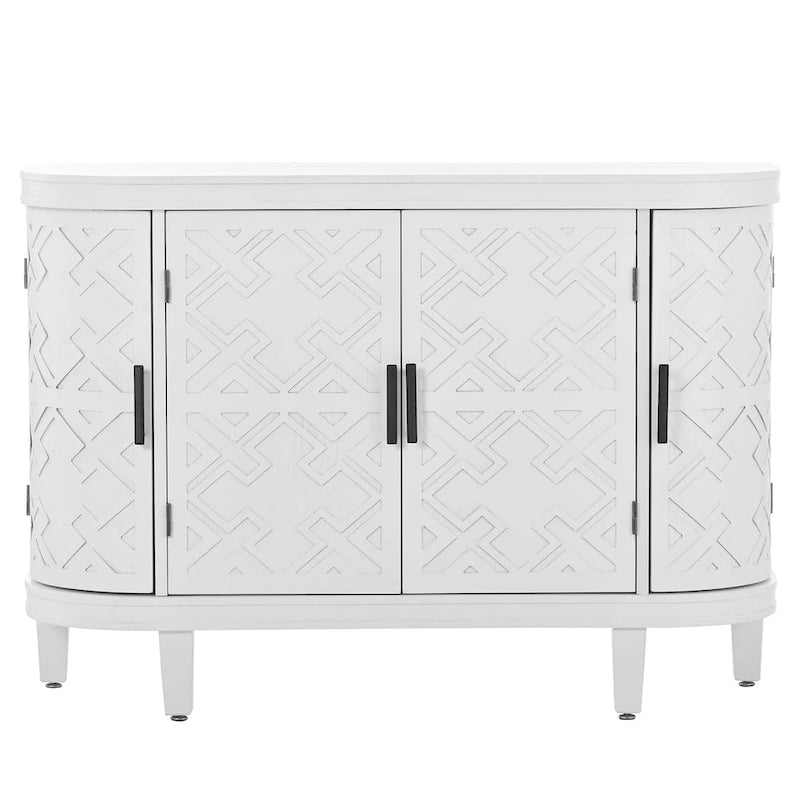 Accent Storage Cabinet with Antique Pattern Doors and Wood Legs