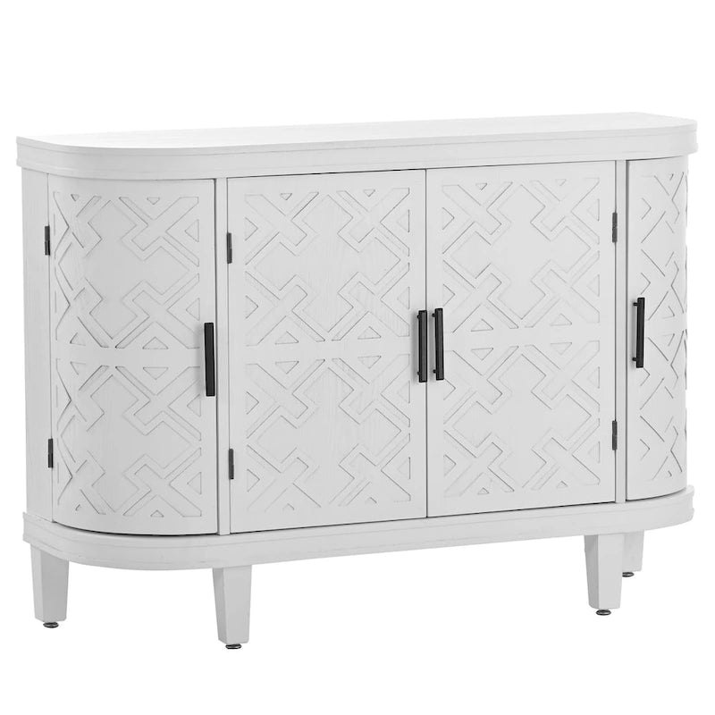Accent Storage Cabinet with Antique Pattern Doors and Wood Legs