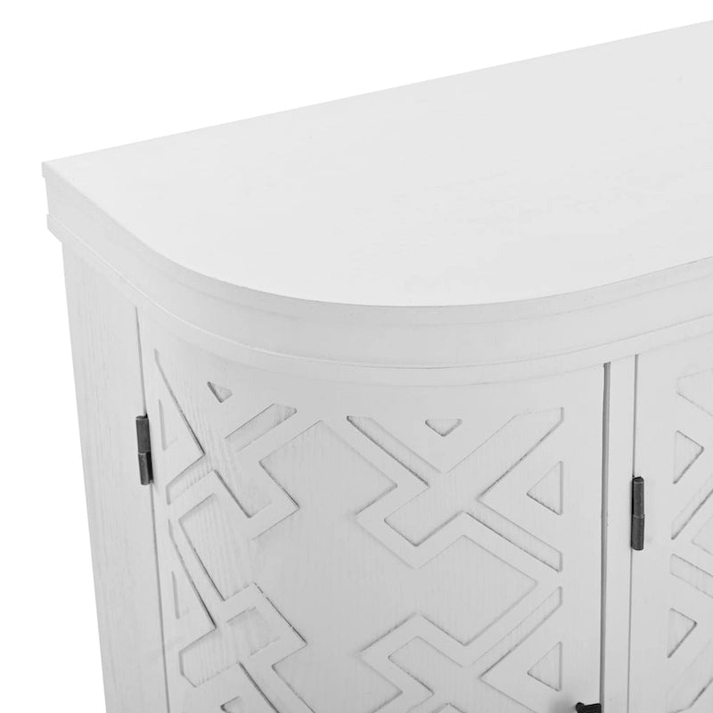 Accent Storage Cabinet with Antique Pattern Doors and Wood Legs
