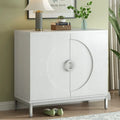 Modern Wood Veneer Accent Storage Cabinet with Metal Leg Frame