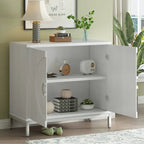 Moderne accentkast met houtfineer en metalen onderstel