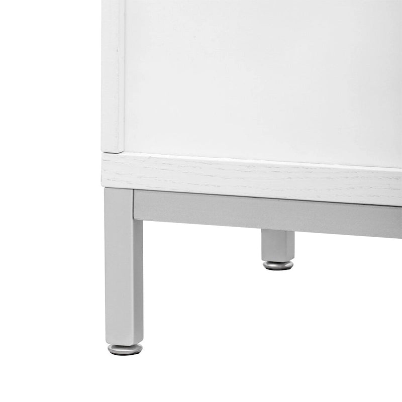 Modern Wood Veneer Accent Storage Cabinet with Metal Leg Frame