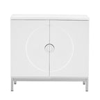 Moderne accentkast met houtfineer en metalen onderstel