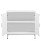 Moderne accentkast met houtfineer en metalen onderstel