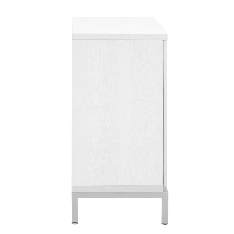 Modern Wood Veneer Accent Storage Cabinet with Metal Leg Frame