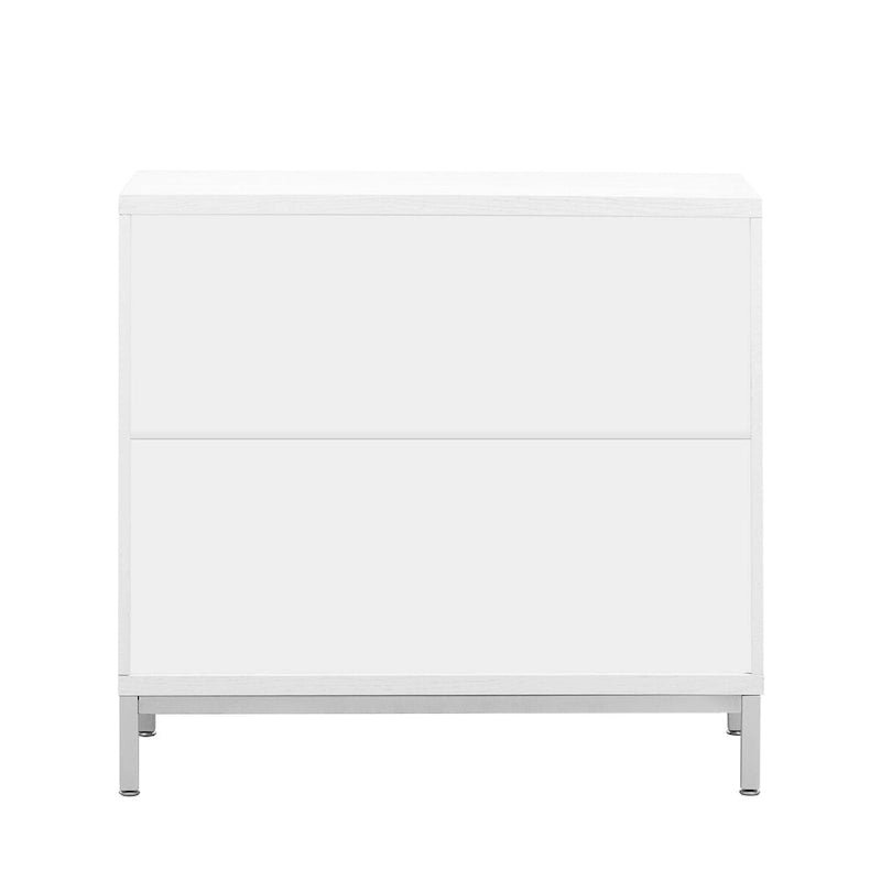 Modern Wood Veneer Accent Storage Cabinet with Metal Leg Frame