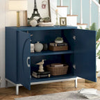 Moderne accentkast met houtfineer en metalen onderstel