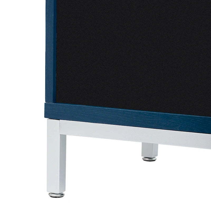 Modern Wood Veneer Accent Storage Cabinet with Metal Leg Frame