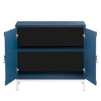 Moderne accentkast met houtfineer en metalen onderstel