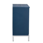 Moderne accentkast met houtfineer en metalen onderstel