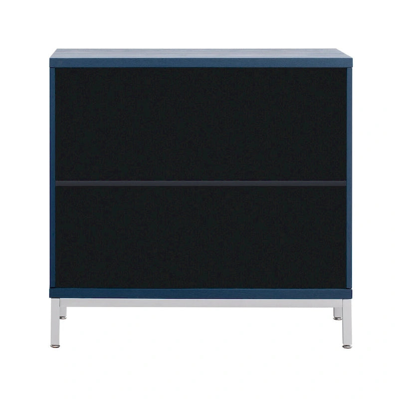 Modern Wood Veneer Accent Storage Cabinet with Metal Leg Frame