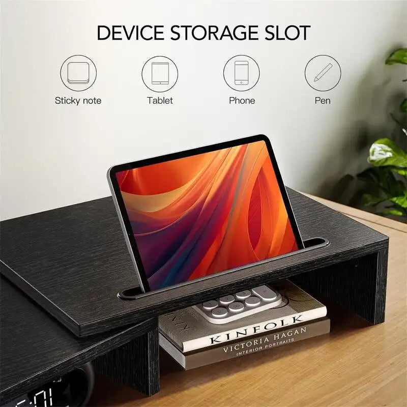 Adjustable Dual Monitor Stand Riser with Under-Desk Storage