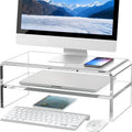 2-Tier Acrylic Monitor Stand Riser with Under-Shelf Storage