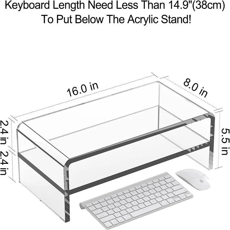 2-Tier Acrylic Monitor Stand Riser with Under-Shelf Storage