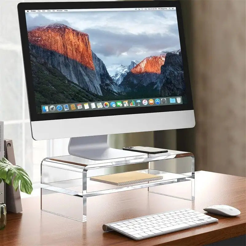 2-Tier Acrylic Monitor Stand Riser with Under-Shelf Storage