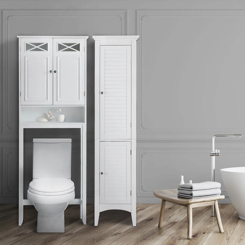 White Over-Toilet Space Saver Cabinet 8x25x68 Inches