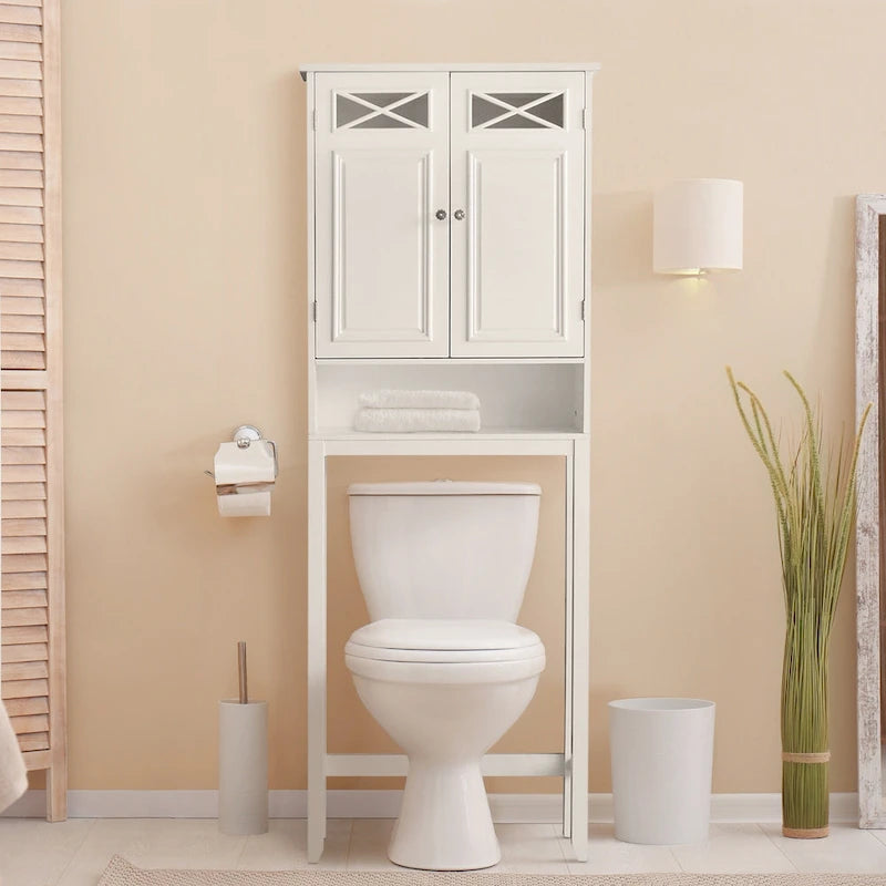 White Over-Toilet Space Saver Cabinet 8x25x68 Inches