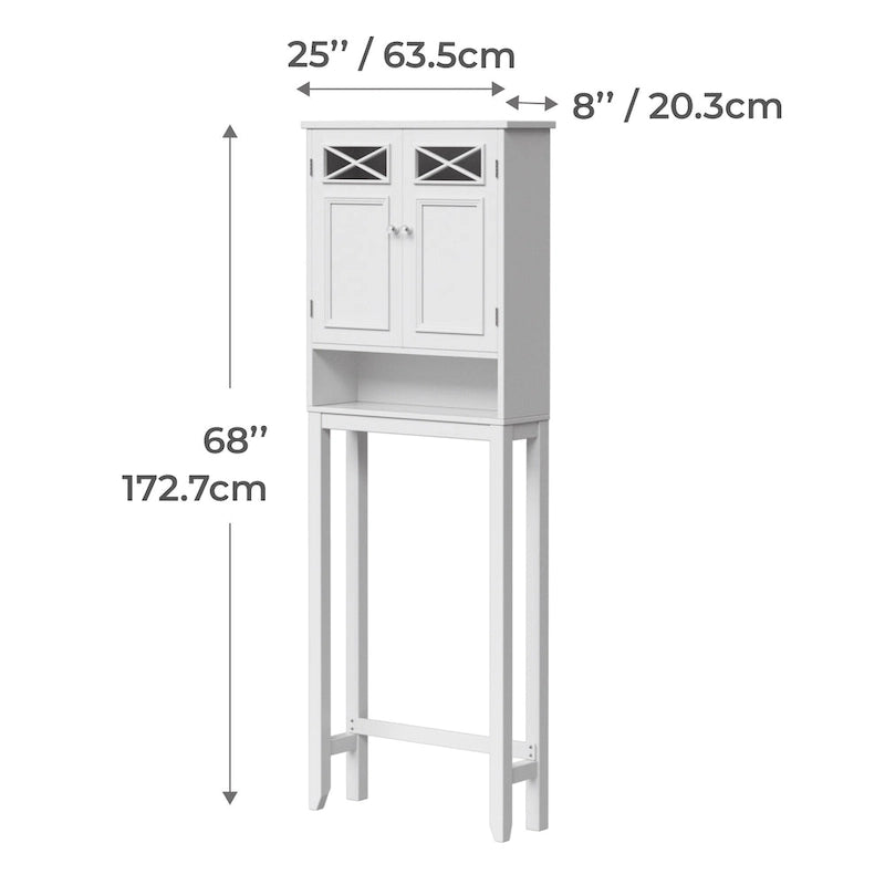 White Over-Toilet Space Saver Cabinet 8x25x68 Inches