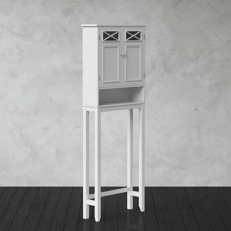White Over-Toilet Space Saver Cabinet 8x25x68 Inches