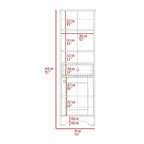 Light Gray Linen Cabinet with Drawer Door and Multiple Shelves