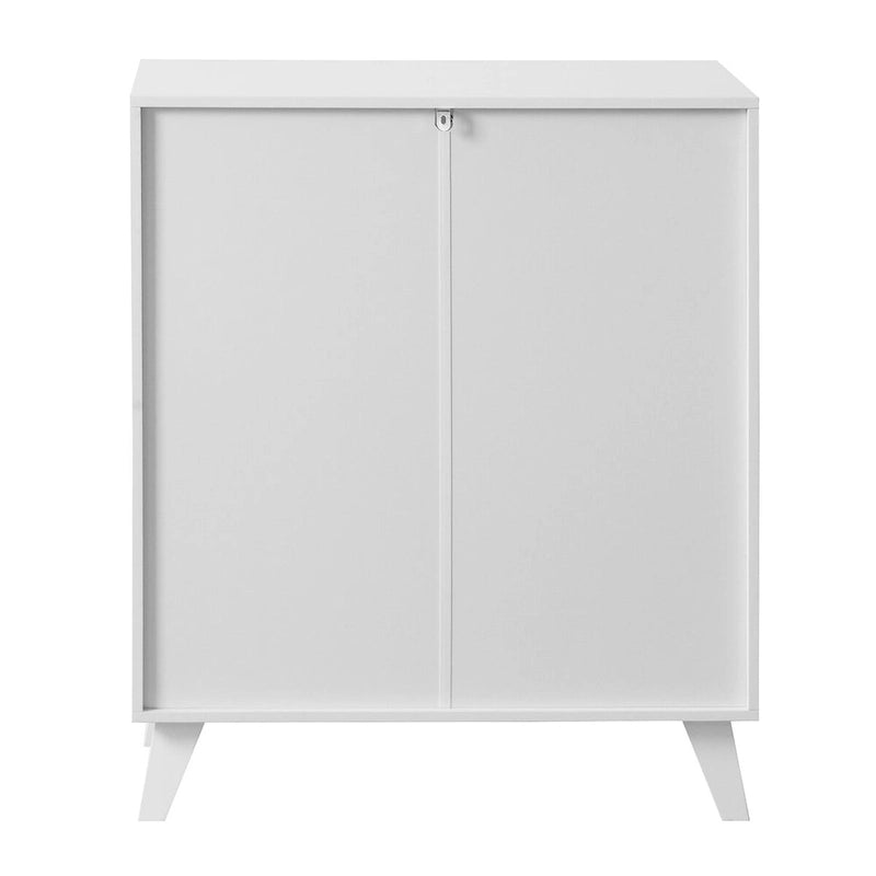 Modern Bathroom Storage Cabinet with 2 Glass Doors and Shelves