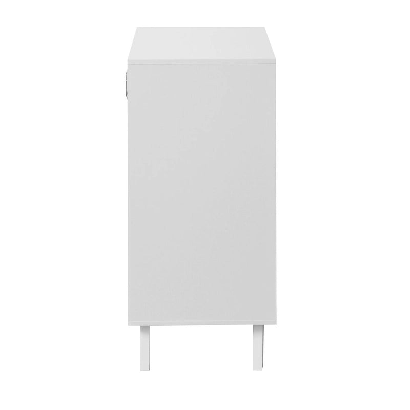 Modern Bathroom Storage Cabinet with 2 Glass Doors and Shelves