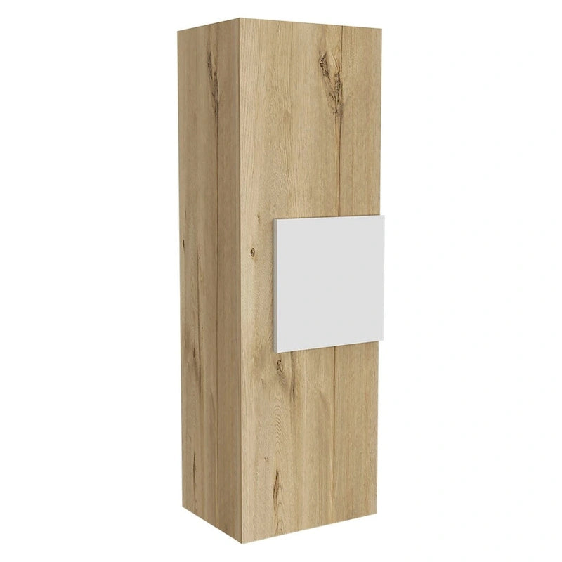 Single Door Medicine Cabinet with Three Shelves White and Oak Finish