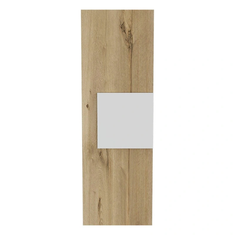 Single Door Medicine Cabinet with Three Shelves White and Oak Finish